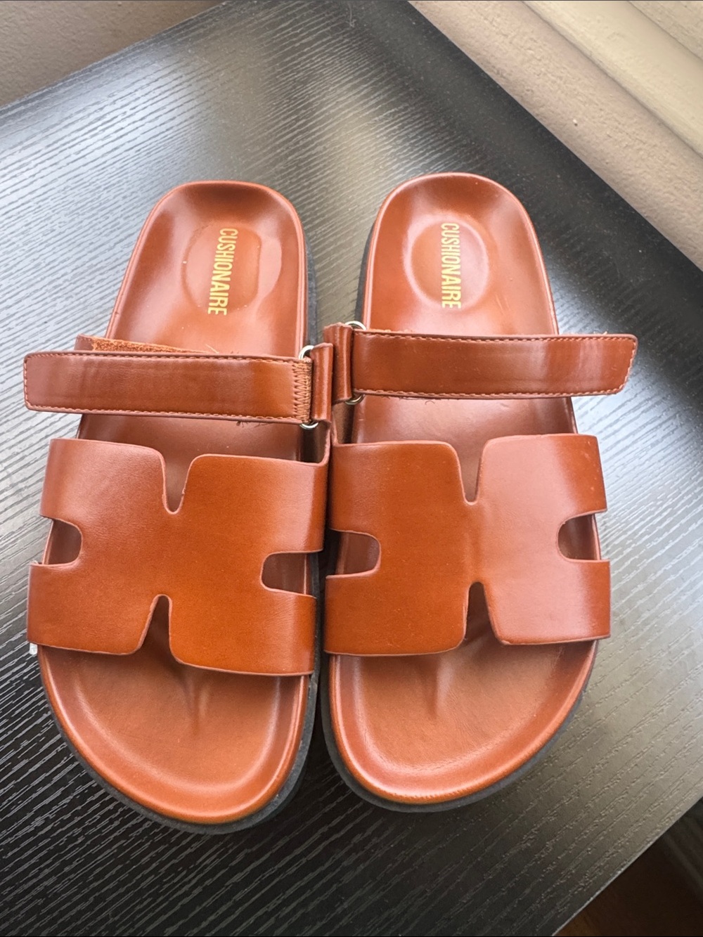 Cushionaire Women Brown Leather Slide Sandals